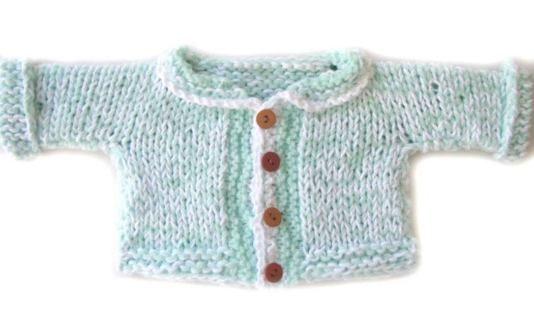 KSS Heavy White/Turquoise Cotton Sweater/Jacket (3 Months) SW-260 KSS-SW-260-EB