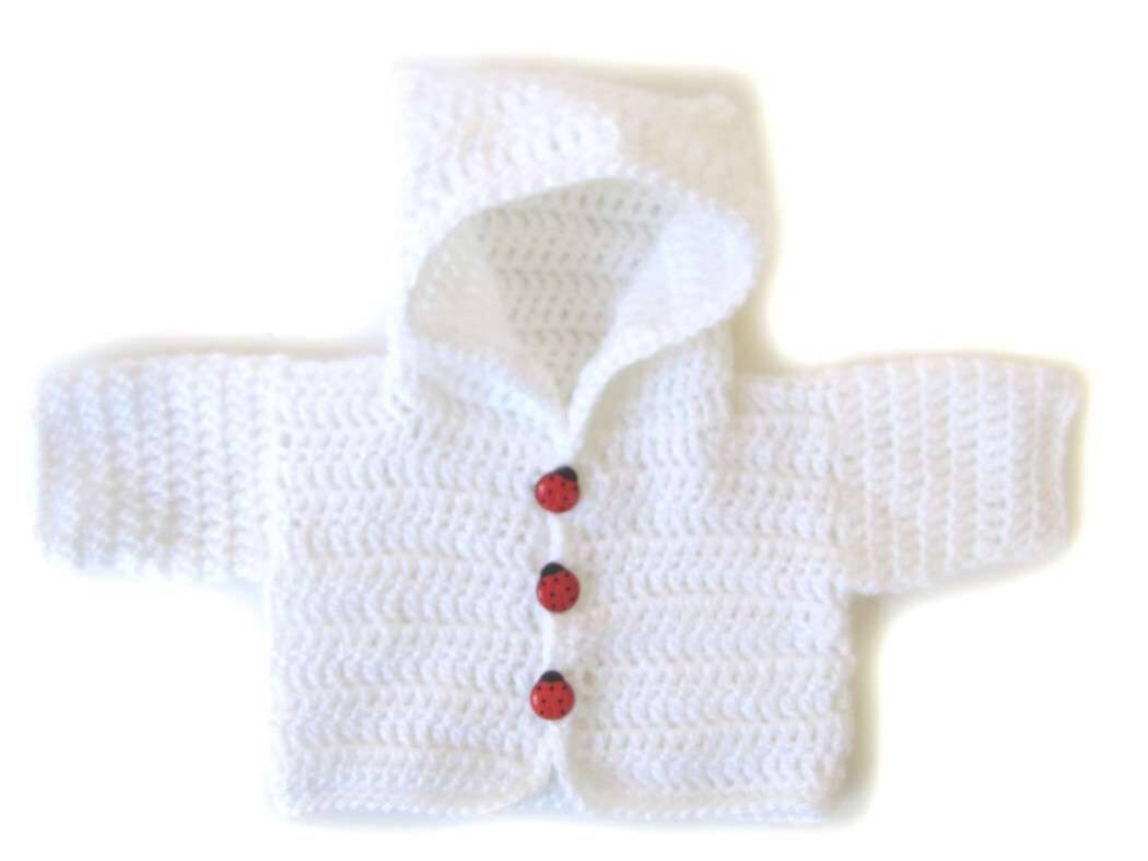 KSS White Hooded Sweater/jacket w Buttons 60cm (3 Months) KSS-SW-369-AZ