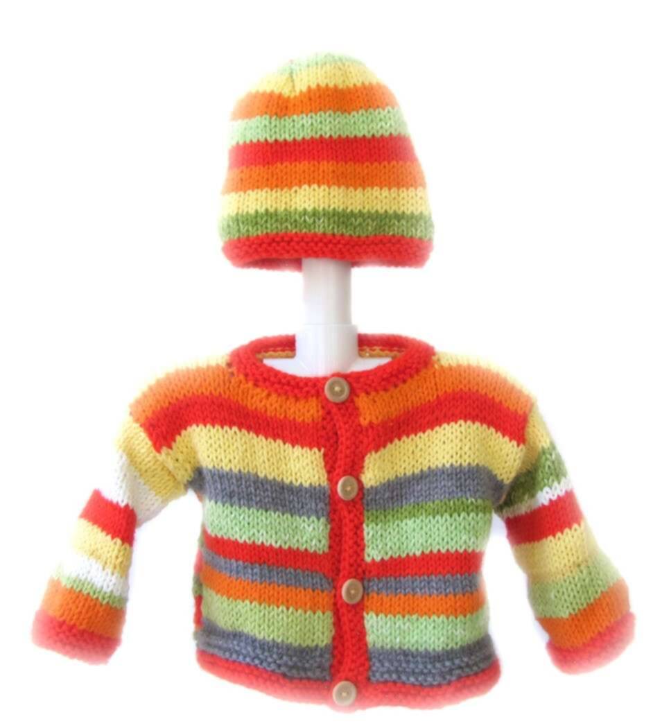 KSS Sunrise Striped Sweater/Jacket with a Hat 9 Months KSS-SW-451-EB