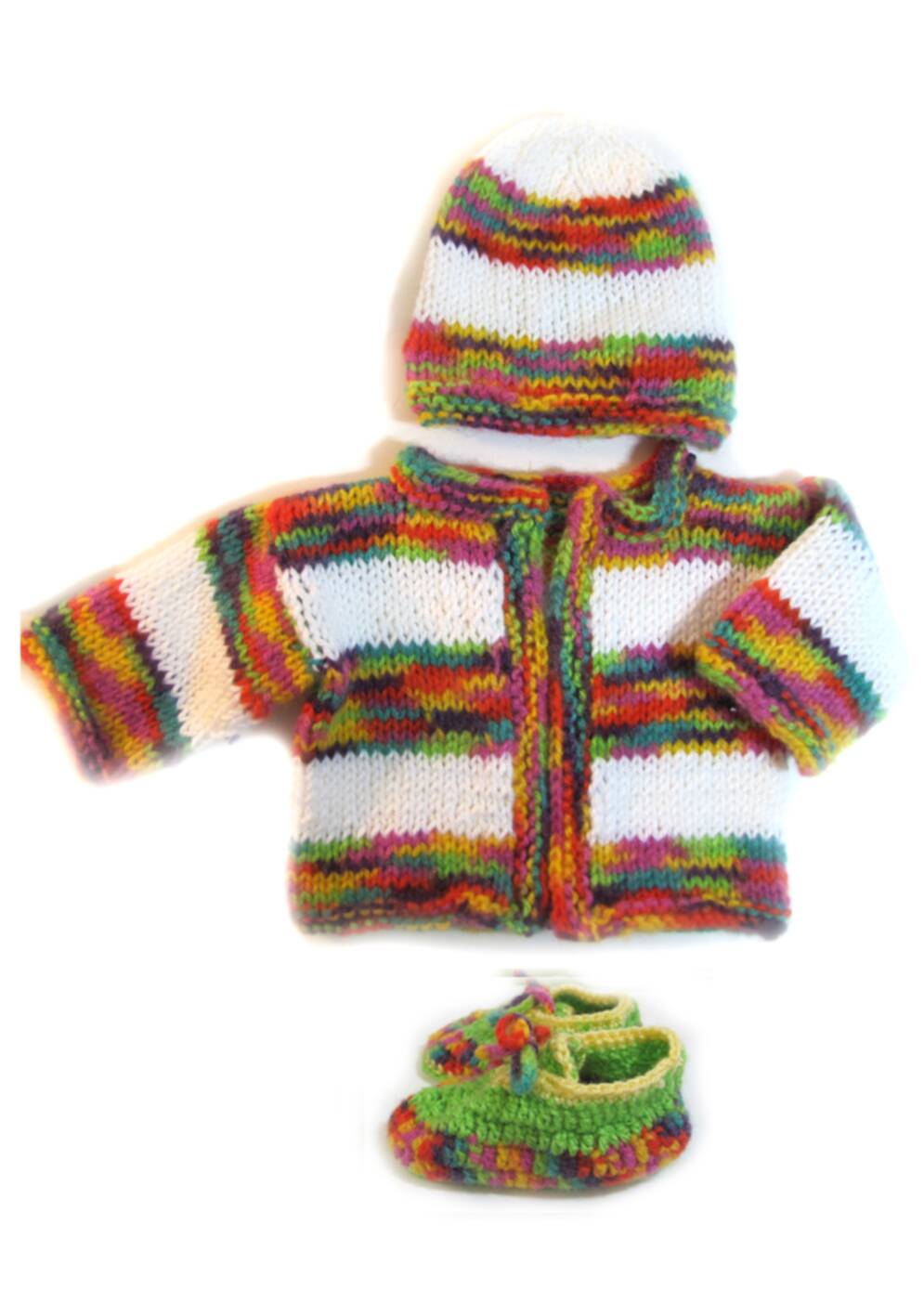 KSS Rainbow Knitted Baby Sweater/Jacket Set 9 Months SW-501 - Click Image to Close