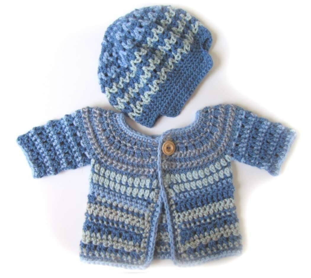 KSS Crochet Blue Striped Sweater/Cardigan (6 - 9 Months) KSS-SW-570-EB