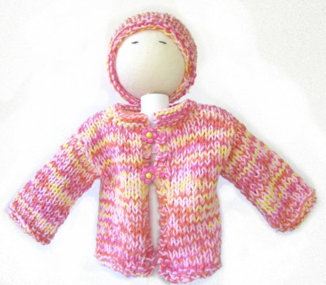 KSS Pink/Red Sweater/Jacket with a Hat 12 Months - Click Image to Close