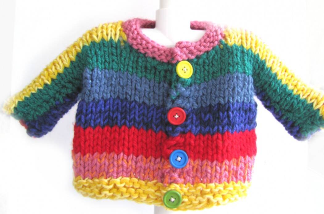 KSS Heavy Rainbow Sweater/Cardigan 18 Months - Click Image to Close