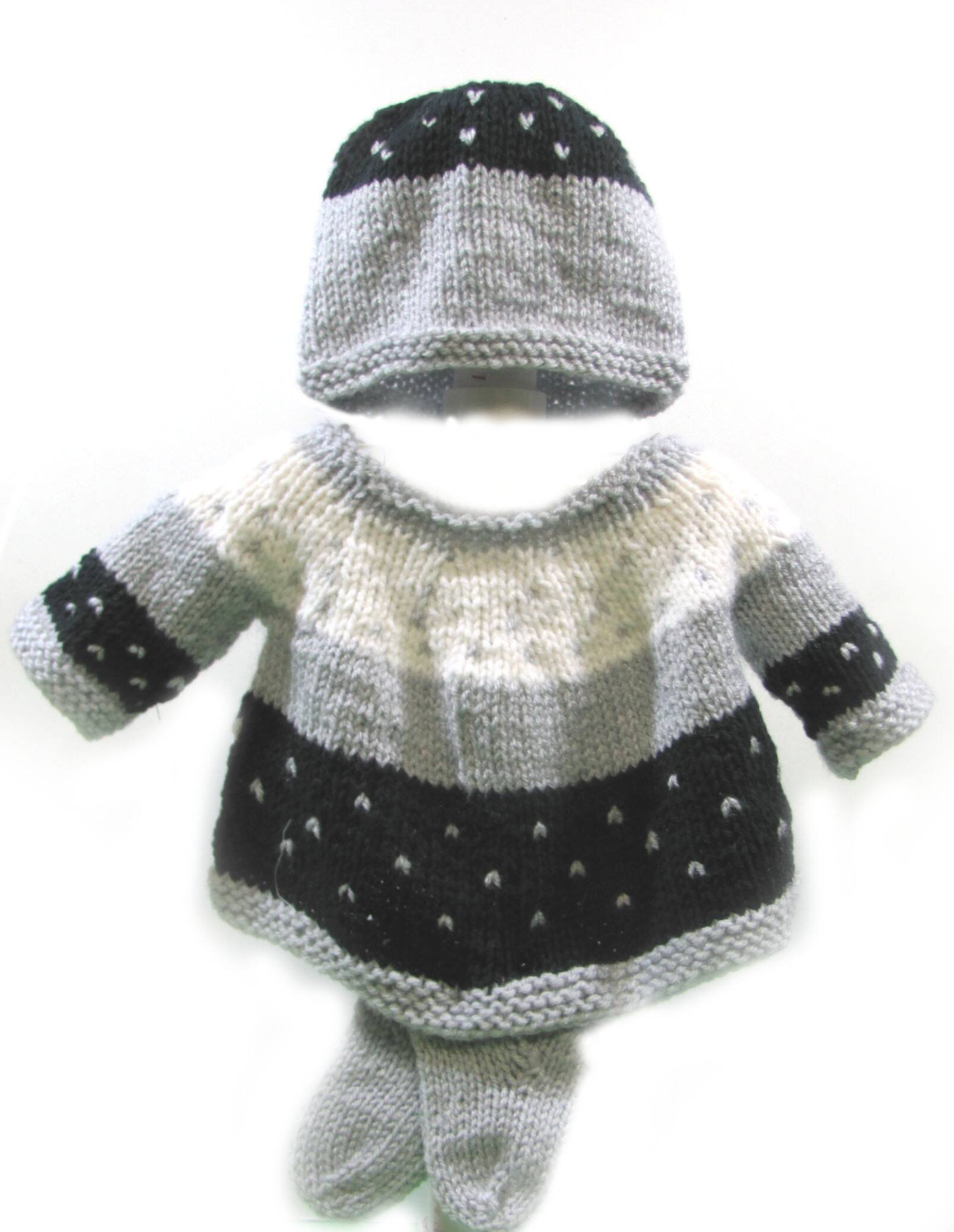 KSS Grey/White Baby Layette Sweater/Jacket Set (6 - 9 Months) SW-969 KSS-SW-969-AZ