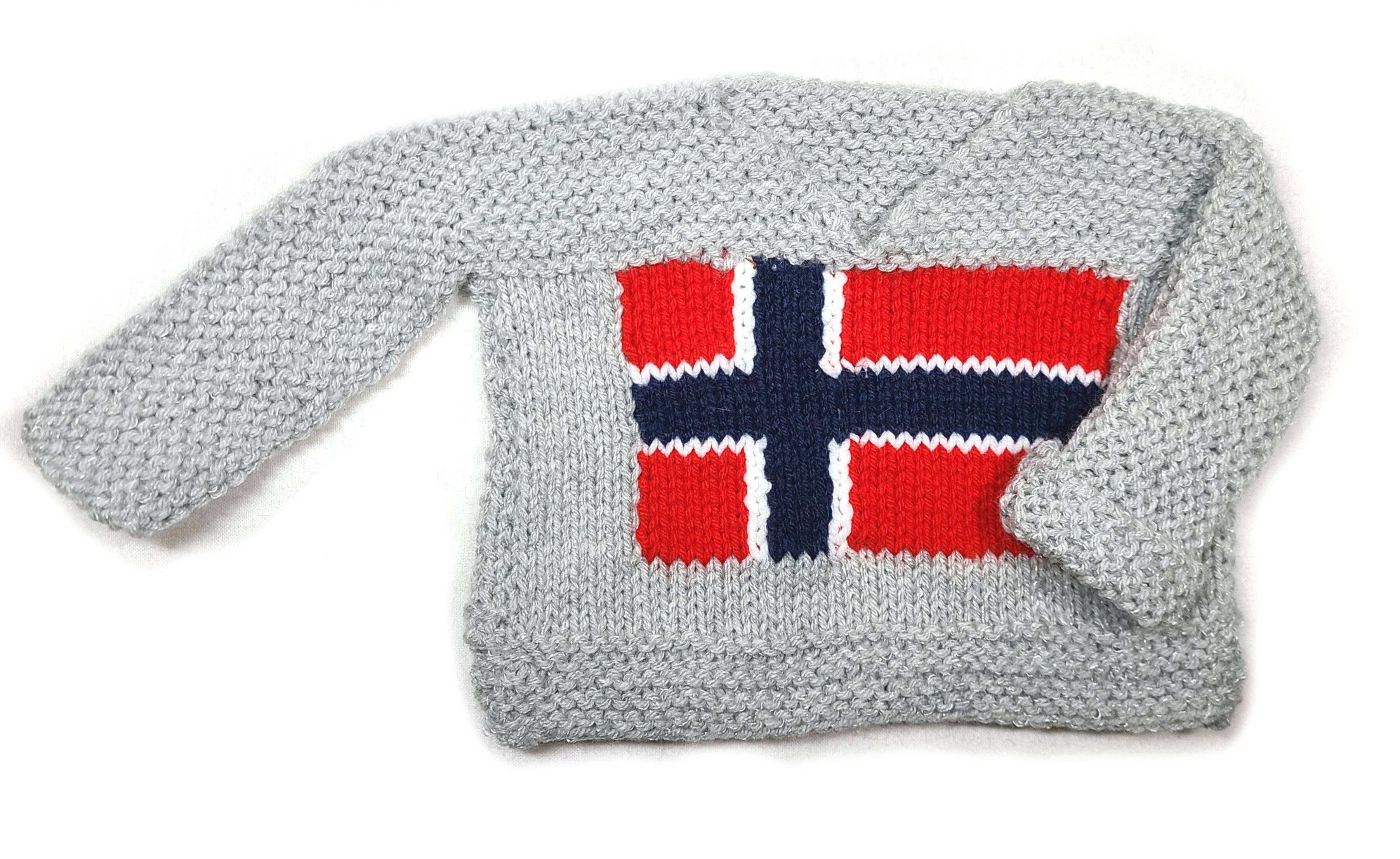 KSS Grey Pullover Sweater with Norwegian Flag (6 Months) SW-1061