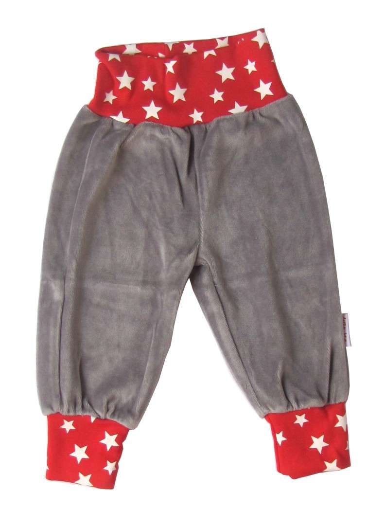 Liten Jag Gray Velour Pants with Stars on Red 2 - 6 Months LITEN-2051